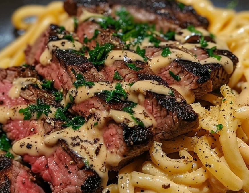 How to make Spicy Cajun Steak with Creamy Alfredo Pasta